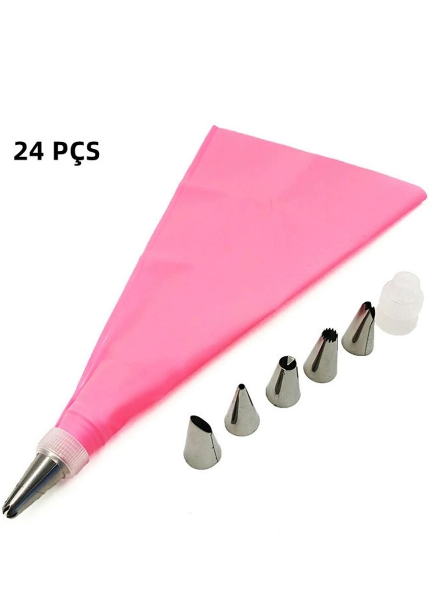 24 Pçs Conjunto De Confeiteira De Silicone Com Bico Para Decoração Com Creme Bolo (A7-32)