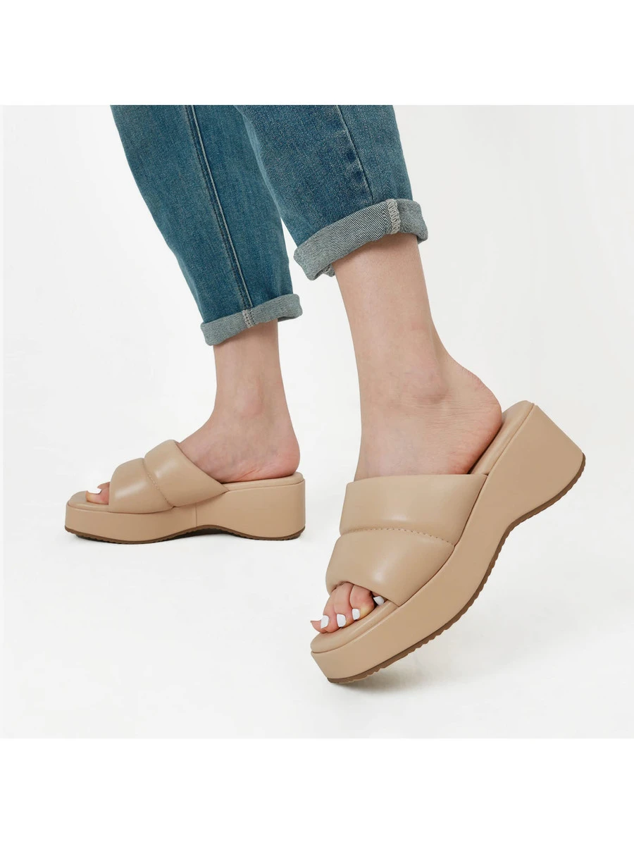 Women's Slip On Slides Cute Walking Comfort Wedges Platform Sandals