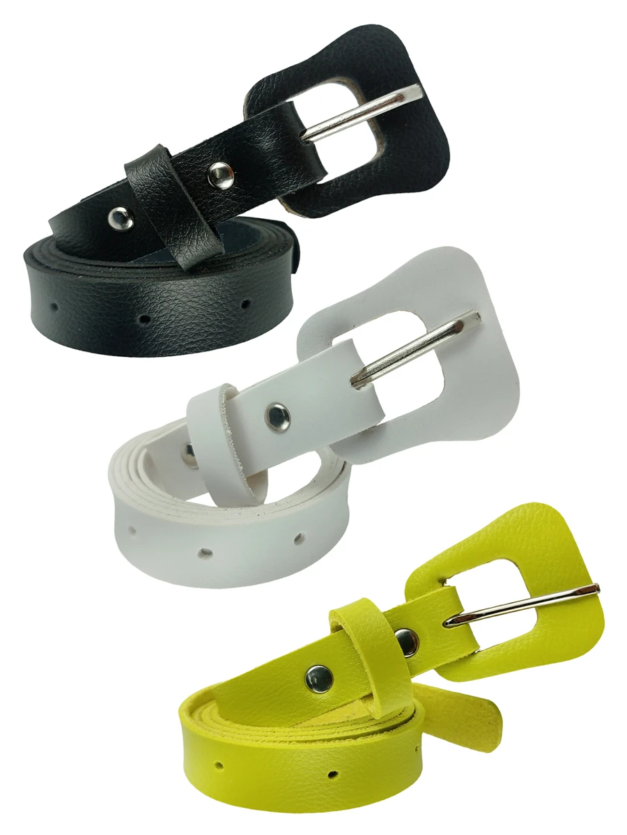 Kit 3 Com Cinto Fino De Fivela Violão Feminino Em Couro Sintético Para Usar No Dia Dia - CF35