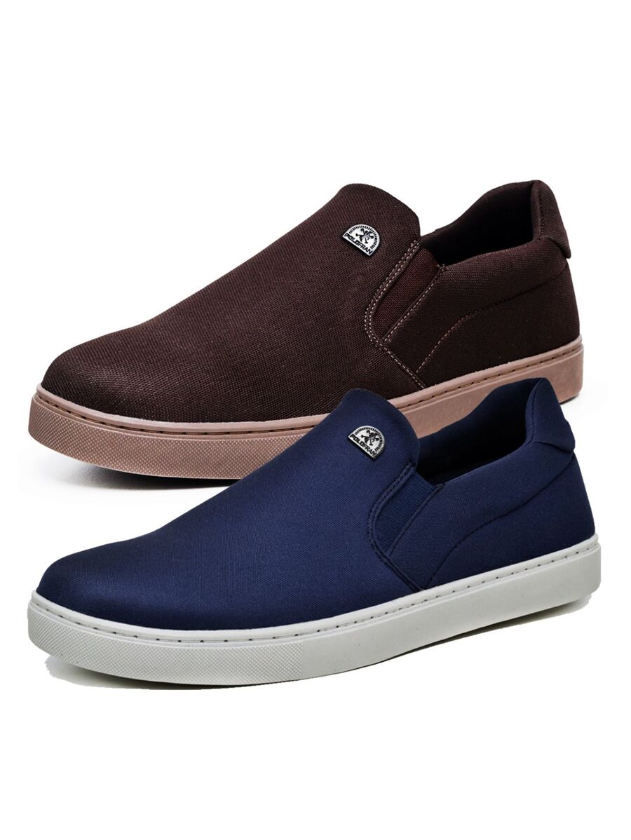 Kit 2 Pares Sapatênis Slip On Masculino Elástico Polo Fran Tênis Iate Casual