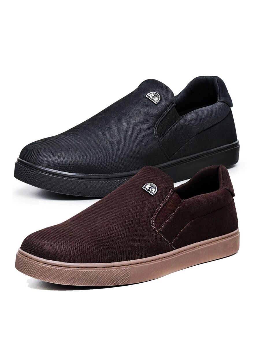 Kit 2 Pares Sapatênis Slip On Masculino Elástico Polo Fran Tênis Iate Casual
