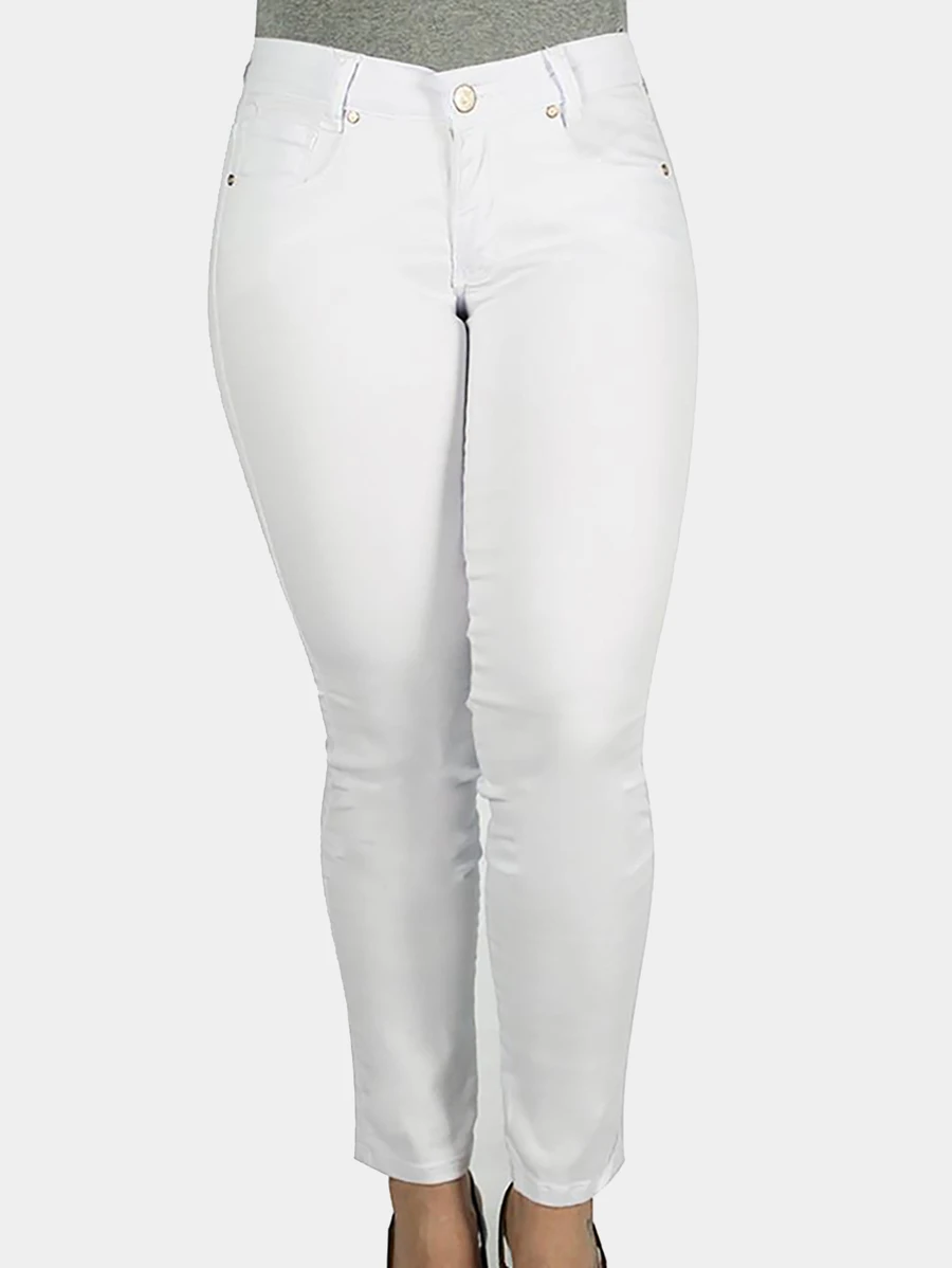 Calça Sarja R7Jeans Feminina Com Elastano Branca