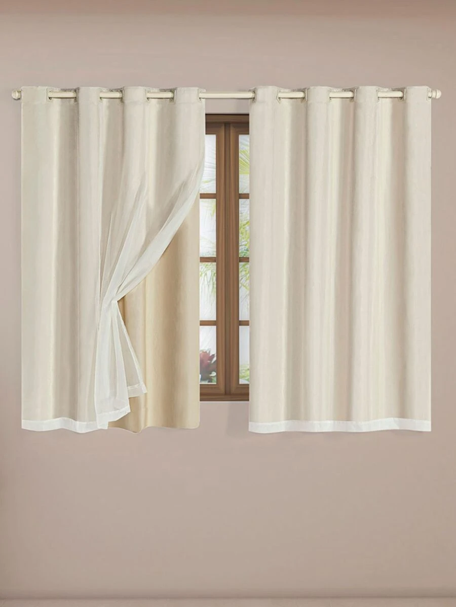 Cortina Blackout para Sala 2,00x1,40m PVC com Tecido Voil Liso DECORAÇÃO -M2