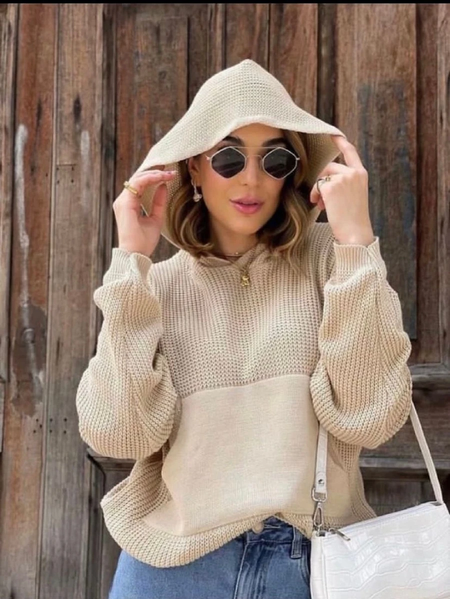 Blusa De Frio Trico Tricot COM Capuz