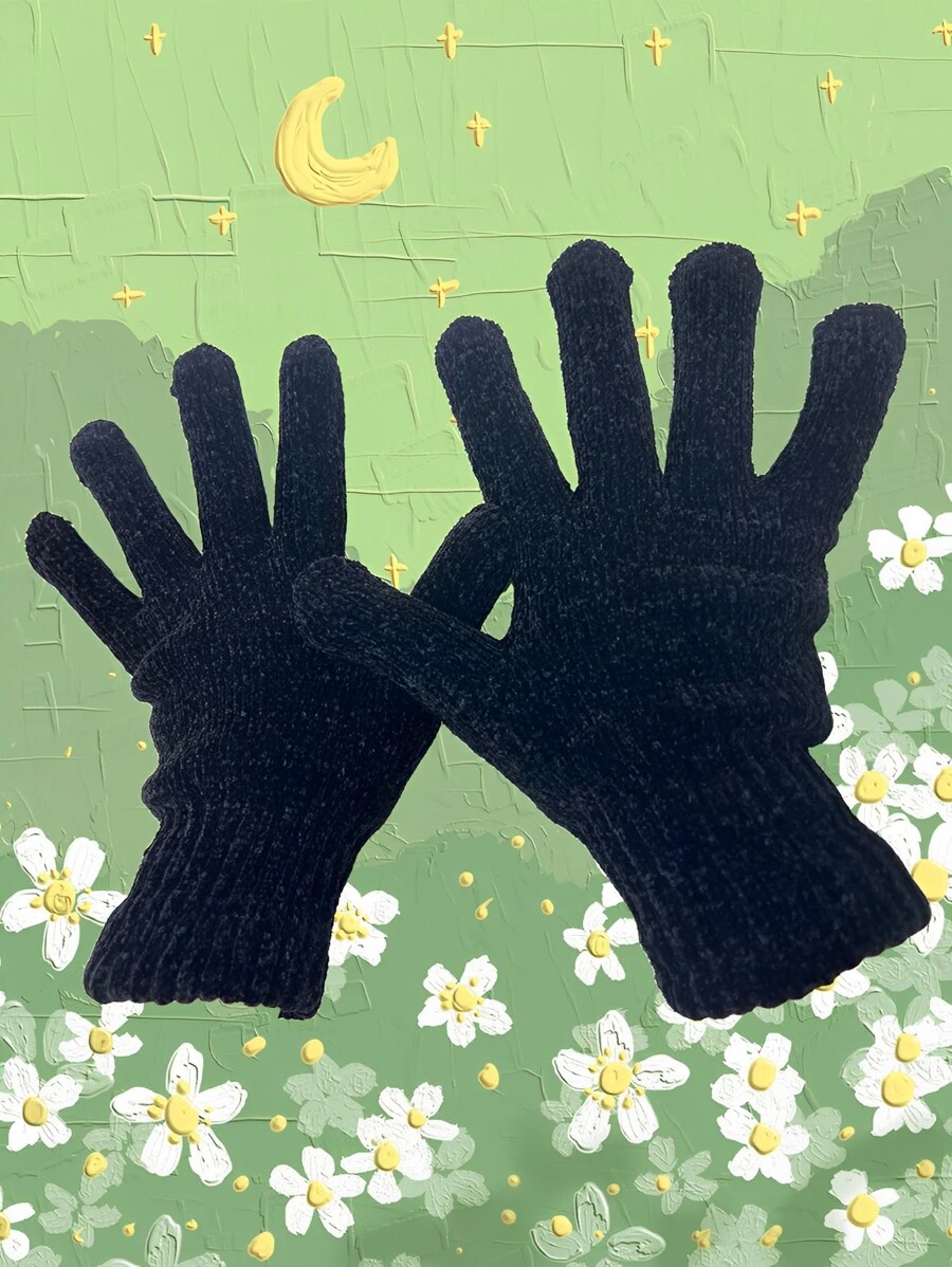 Luvas De Chenile Lã Lisa Frio Adulto Basica Unisex