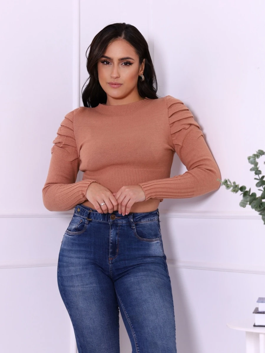 TIANBAOLAI Femenina blusa modal tricot toops blusinha camiseta lisa maga longe