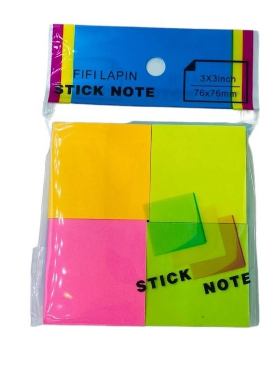 Kit Com 4 Cores de Mini Bloco de Anotação Adesivo Colorido Material Escolar