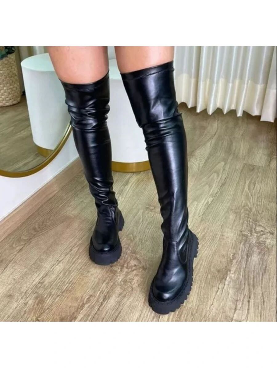 Bota Feminina Over Improvizzo Cano Longo Tratorada - Preto