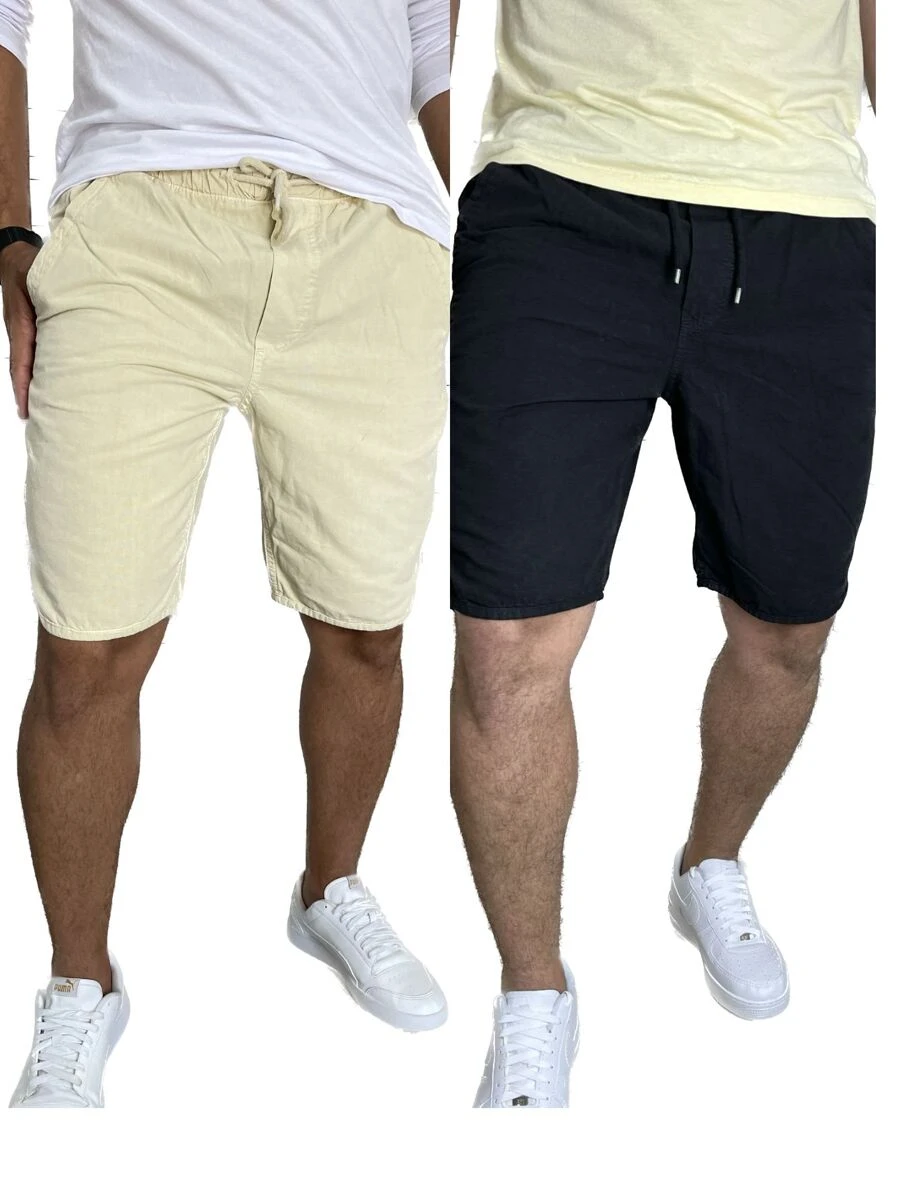 Kit 2 Bermudas Mauricinho Masculina Jeans Sarja Brim