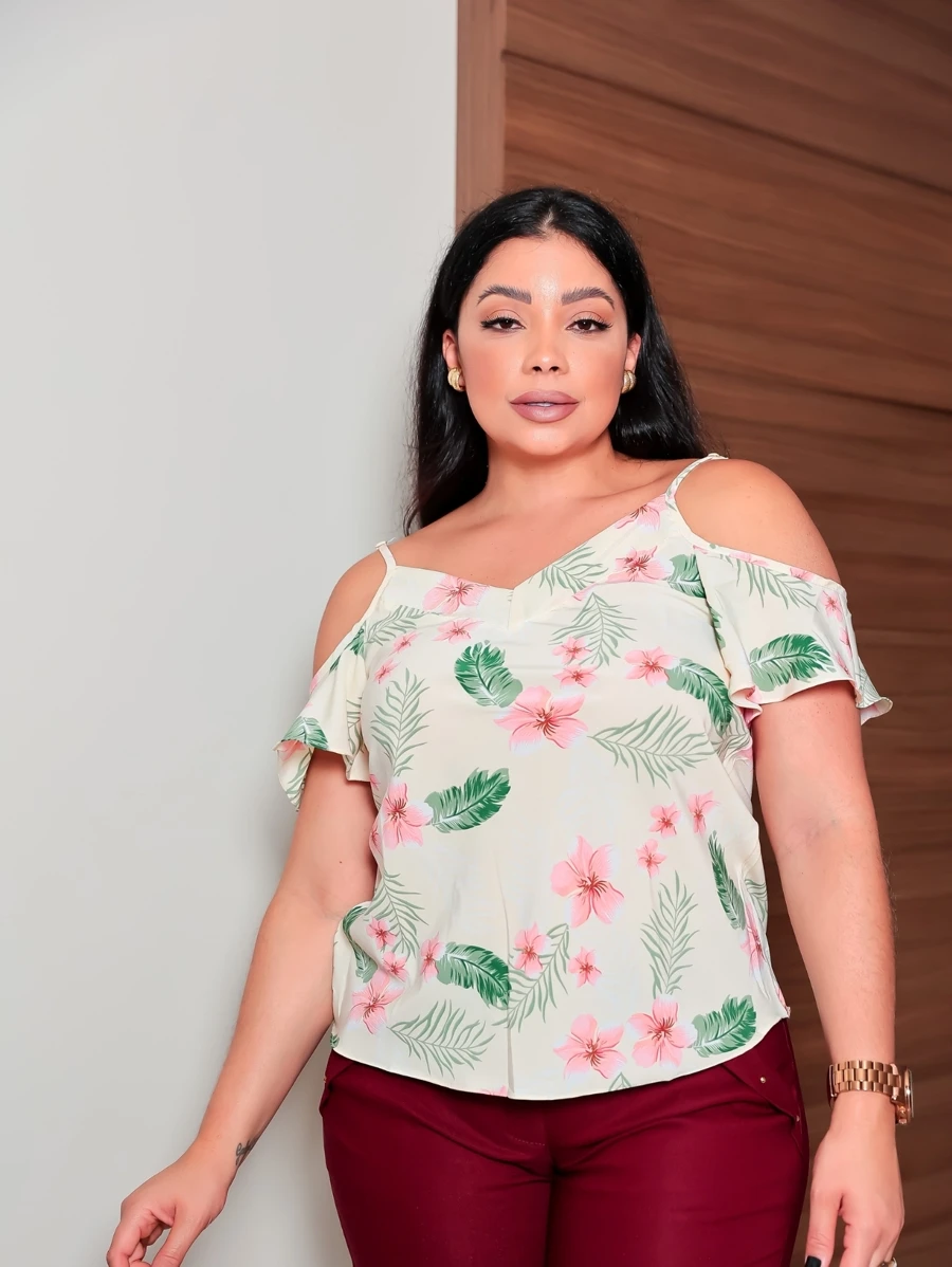 Ciganinha com alça fina estampado