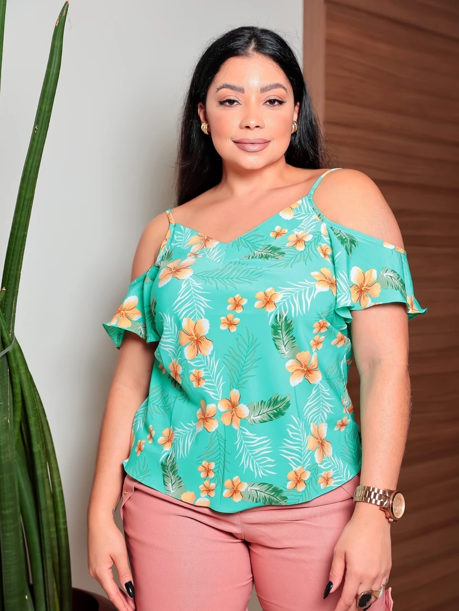 Ciganinha com alça fina estampado