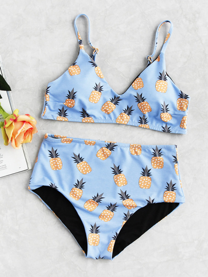 Set di bikini con stampa di ananas