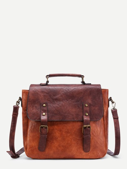 Bolso de pu con hebilla doble en dos tonos