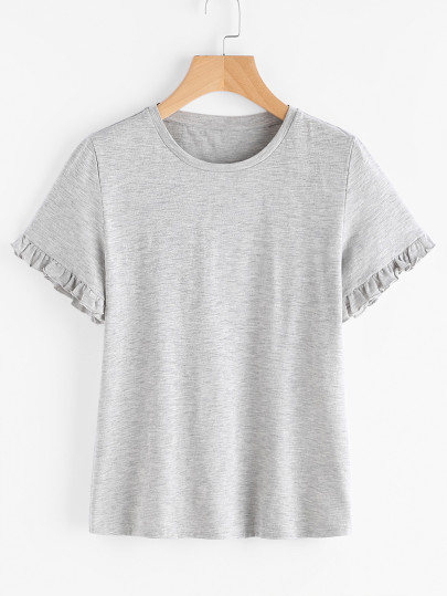 Frill Cuff Heather Knit Tee