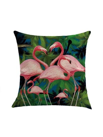 Flamingo & Tree Print Pillowcase Cover