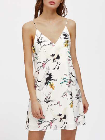 Vestido con abertura en V con estampado