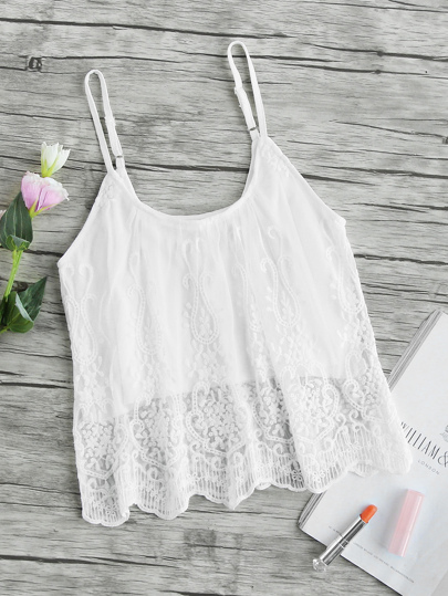 Camisola superpuesta con bordado de malla