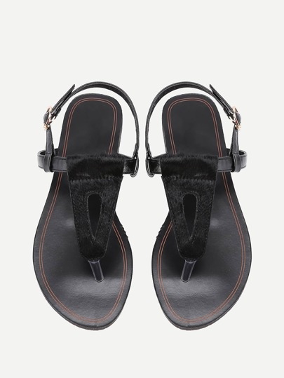 Sandales avec lacet avec embellissement de fausse fourrure