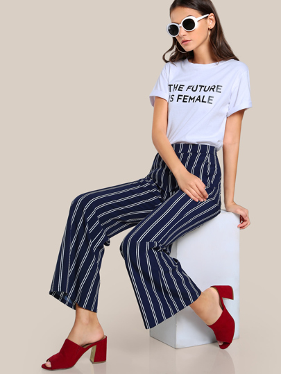 Pantaloni a strisce con fondo ampio