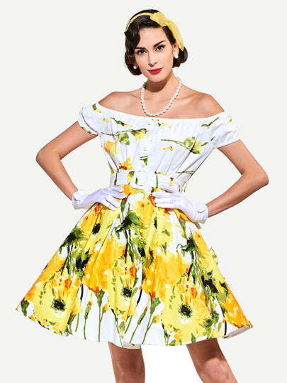 Vestito con stampa di girasole