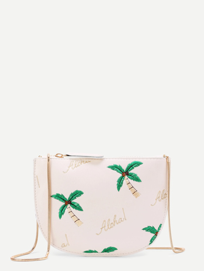 Palm Tree Print PU Crossbody Bag