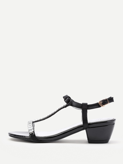 Bow Tie Detail T Strap Sandals