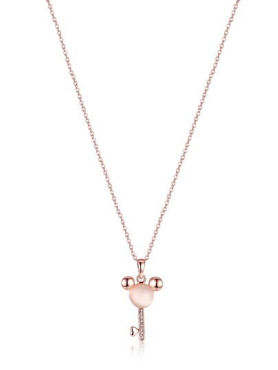 Collier pendentif avec dessin de clé avec mignon strass
