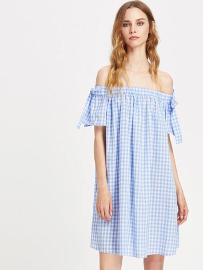 Vestito a quadretti con nodo