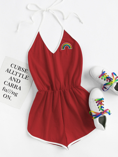Jumpsuit mit Regenbogen Patch und Neckholder