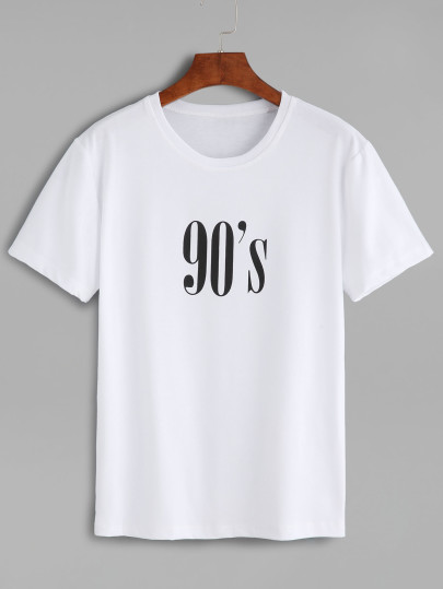 T-shirt imprimé chiffres manche courte - blanc