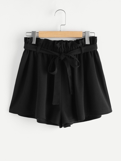 Frill Waist Self Belted Shorts