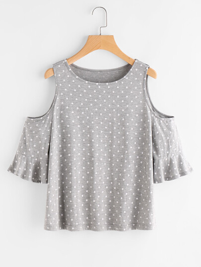 Camiseta de lunares con abertura