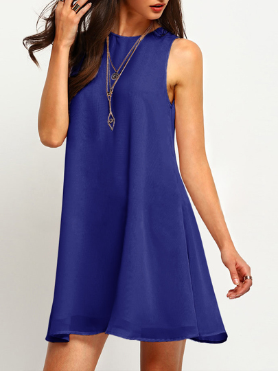 Buttoned Keyhole Back Flowy Dress