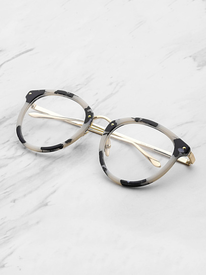 Marble Frame Clear Lens Glasses
