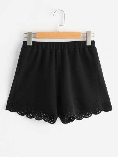 Shorts mit elastischer Taille und Muschel