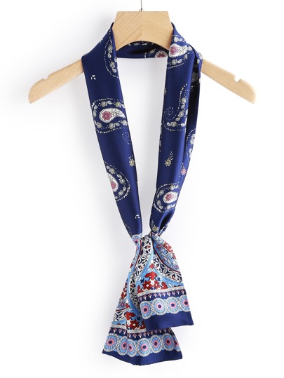 Echarpe Skinny Paisley Print Satin