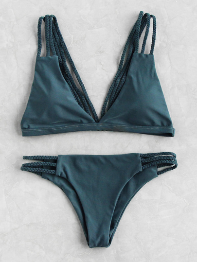 Set di bikini ritaglio scala a cinghia intrecciata