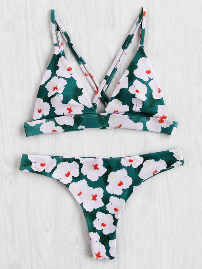 Set di bikini con stampa di calicò