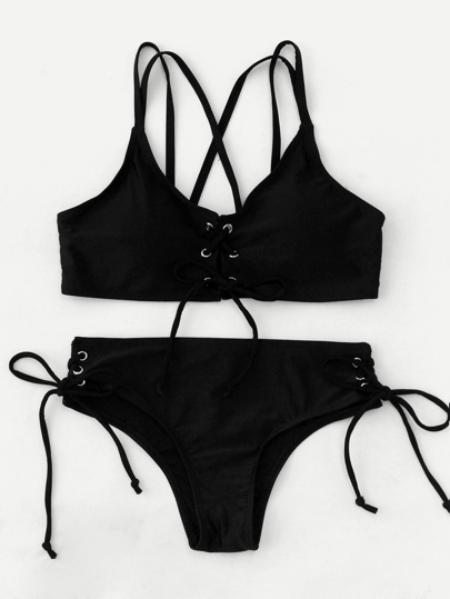Bikini Set mit Öse, Band und Träger