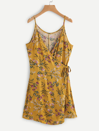 Vestito Cami da autunno cravatta involucro casuale con stampa floreale