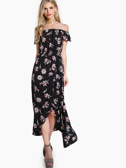 Vestito lungo con stampa floreale