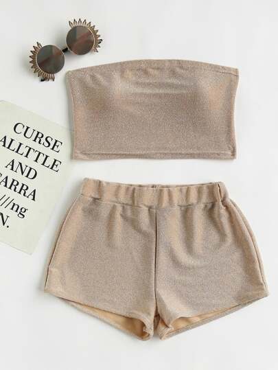 Sparkle Bandeau Top With Shorts