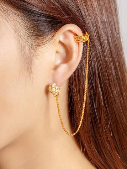 Rhinestone Chain Design Ear Cuff 1pcs