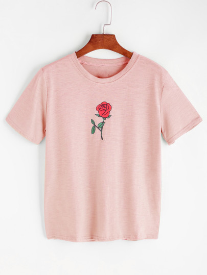 Rose Print Slub Tee