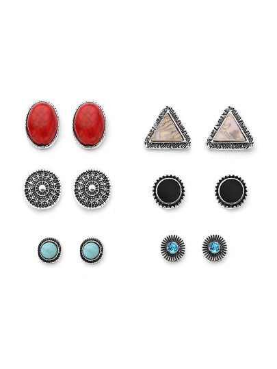 Set de pendiente con diseño de triángulo y piedra preciosa