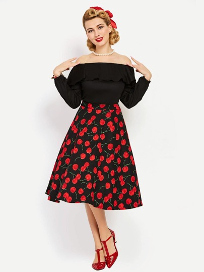 Vestido con estampado y volantes