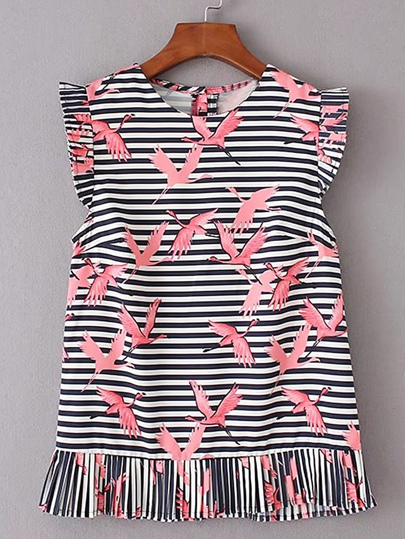 Cap Sleeve Pleated Hem Top