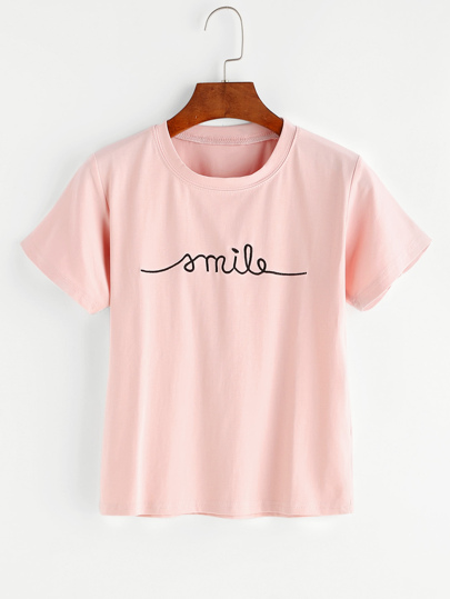T-Shirt mit Briefstickereien
