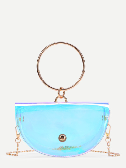 Semi-round Clear Crossbody Bag With Ring Handle