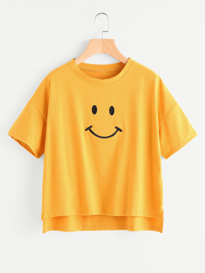 Tee-shirt trapèze imprimé d\'un sourire